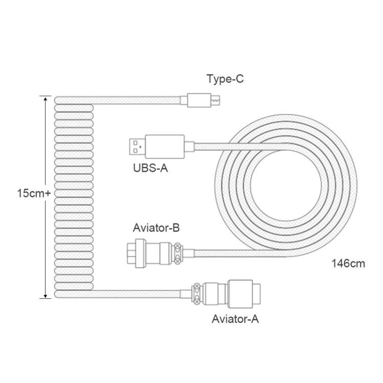 Mechanical Keyboard Spring Cable Gold-plated Aerial Plug(Black)