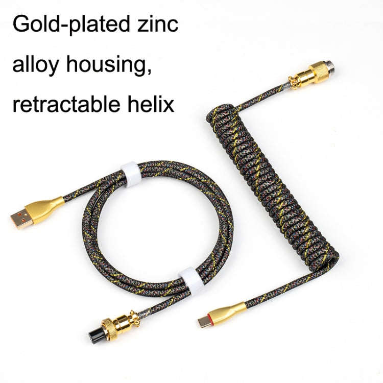 Mechanical Keyboard Spring Cable Gold-plated Aerial Plug(Black)