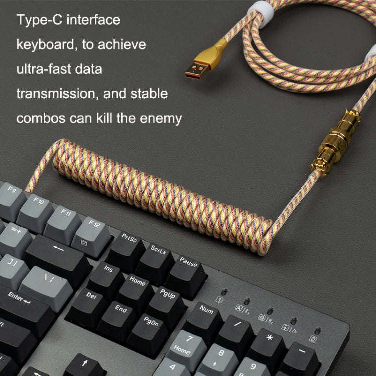 Mechanical Keyboard Spring Cable Gold-plated Aerial Plug(Black)