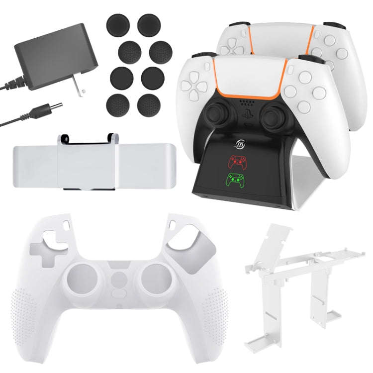 JYS JYS-P5151 For PS5 12 In 1 Handle Charger + Rocker Cap + Privacy Cover + Silicone Cover + Brac...