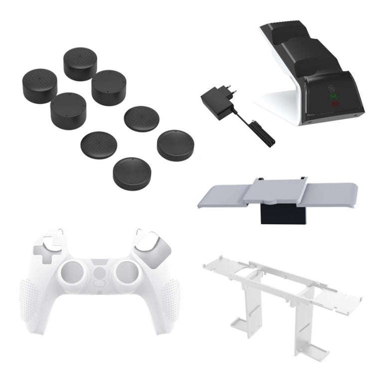 JYS JYS-P5151 For PS5 12 In 1 Handle Charger + Rocker Cap + Privacy Cover + Silicone Cover + Brac...