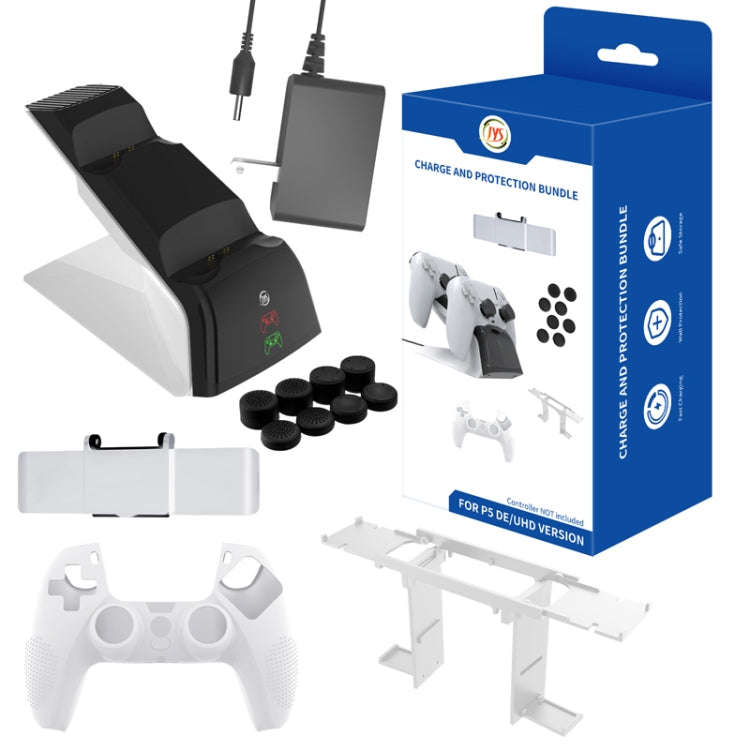 JYS JYS-P5151 For PS5 12 In 1 Handle Charger + Rocker Cap + Privacy Cover + Silicone Cover + Brac...