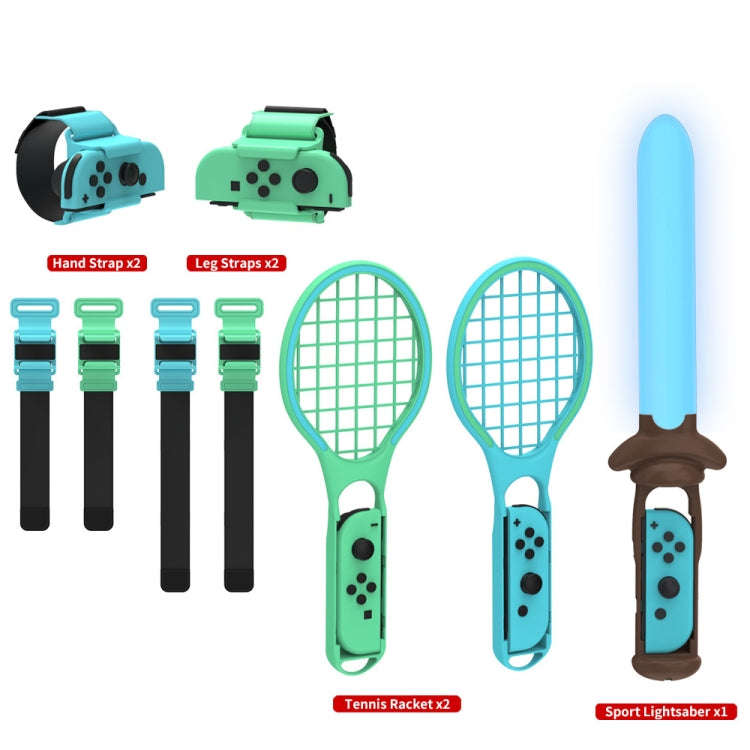 DOBE TNS-2123 Sports Lightsaber + Leg Strap + Tennis Racket + Wrist Strap 7 In 1 Sports Set For N...