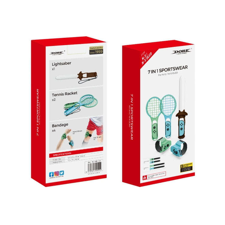 DOBE TNS-2123 Sports Lightsaber + Leg Strap + Tennis Racket + Wrist Strap 7 In 1 Sports Set For N...