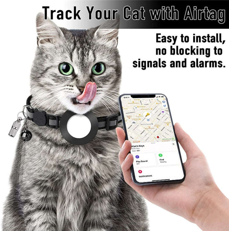 Pet Anti Lost Address Pendant Collar with Bell for Airtag(Pink)