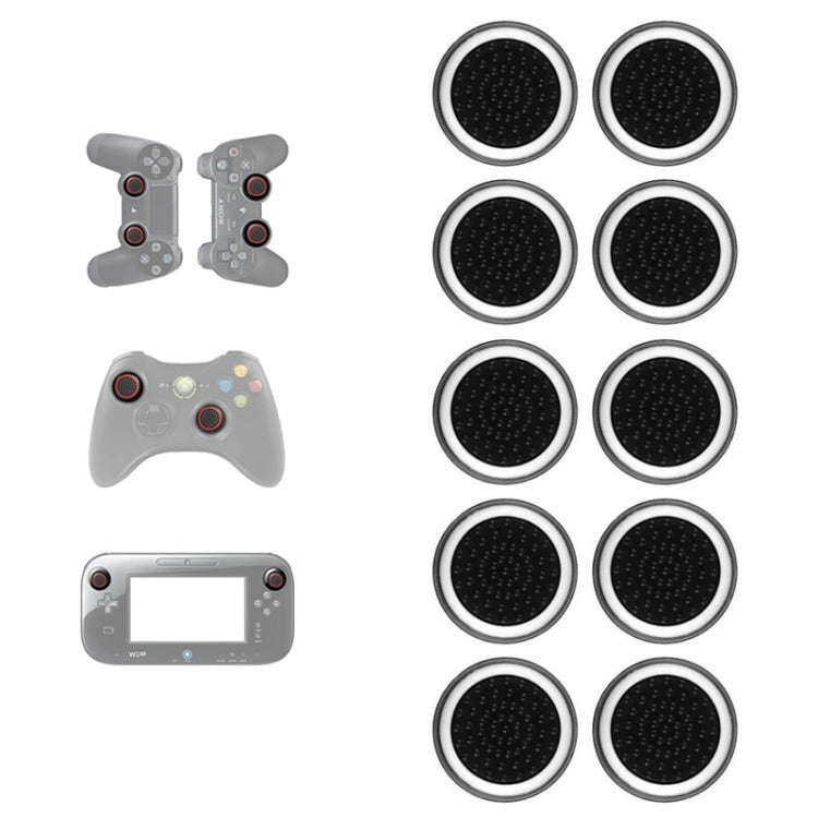 10 PCS Gamepad Silicone Luminous Button Cap Rocker Cap For PS5/PS4/PS3/ONE/360/PRO/series X/S(Bla...