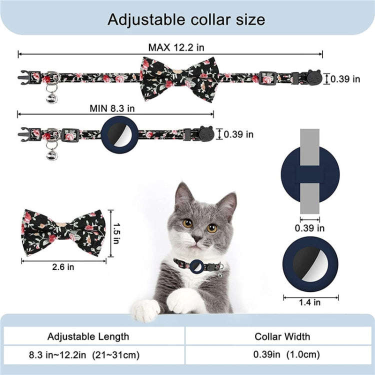 Anti-Lost Printed Bow Pet Collar with Bell for AirTag(Orange)