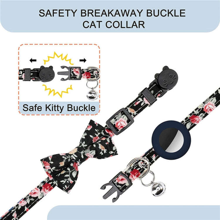 Anti-Lost Printed Bow Pet Collar with Bell for AirTag(Pink)