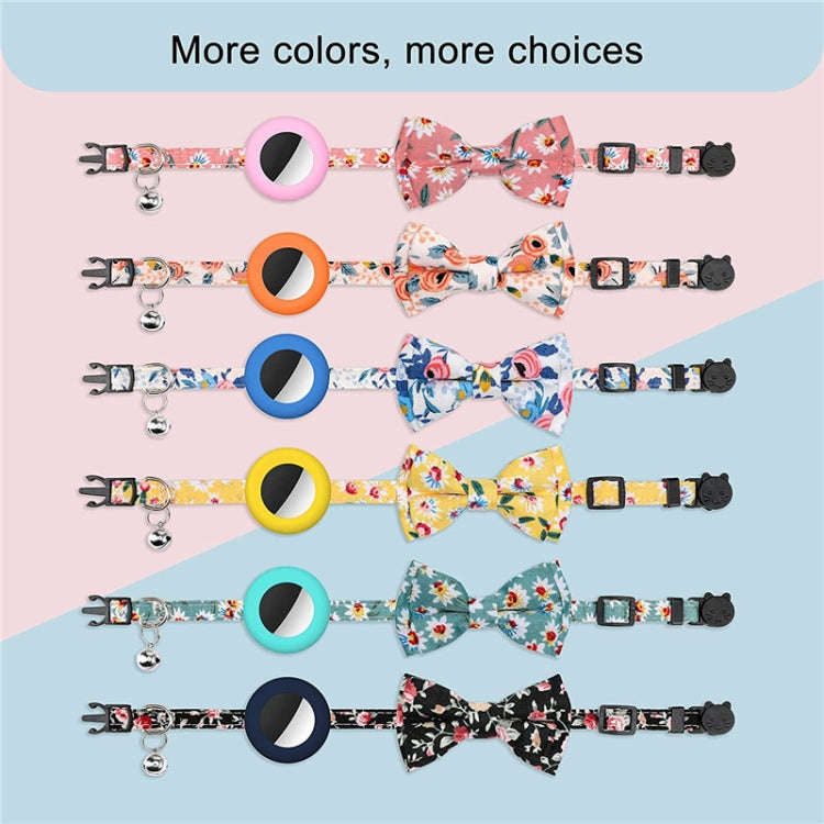 Anti-Lost Printed Bow Pet Collar with Bell for AirTag(Orange)