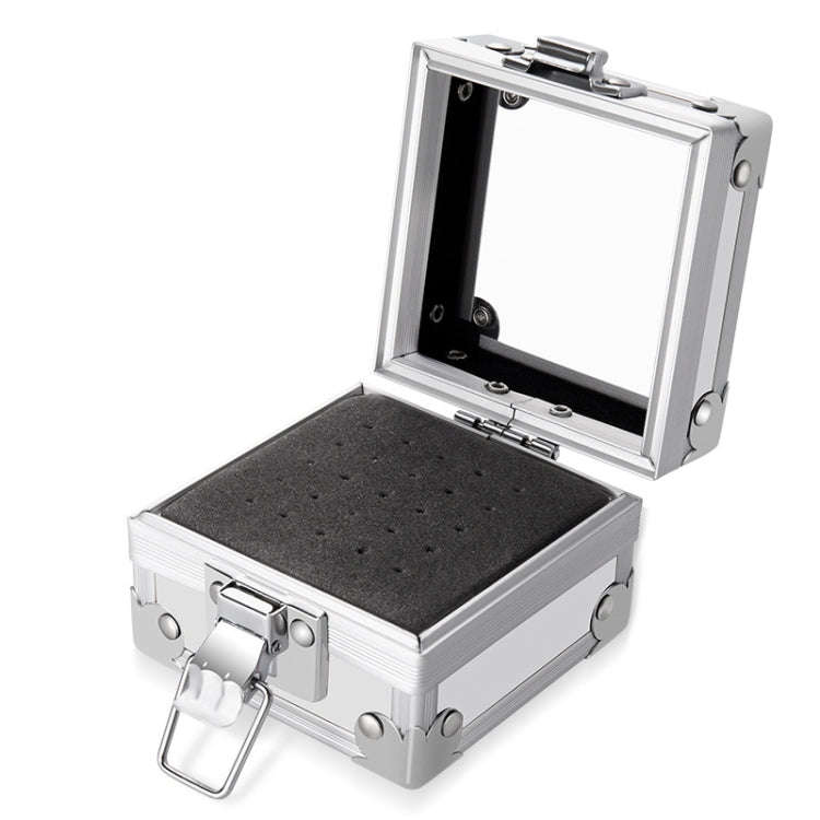 Nail Polishing Head 25 Holes Display Stand Dustproof Storage Box(Silver)