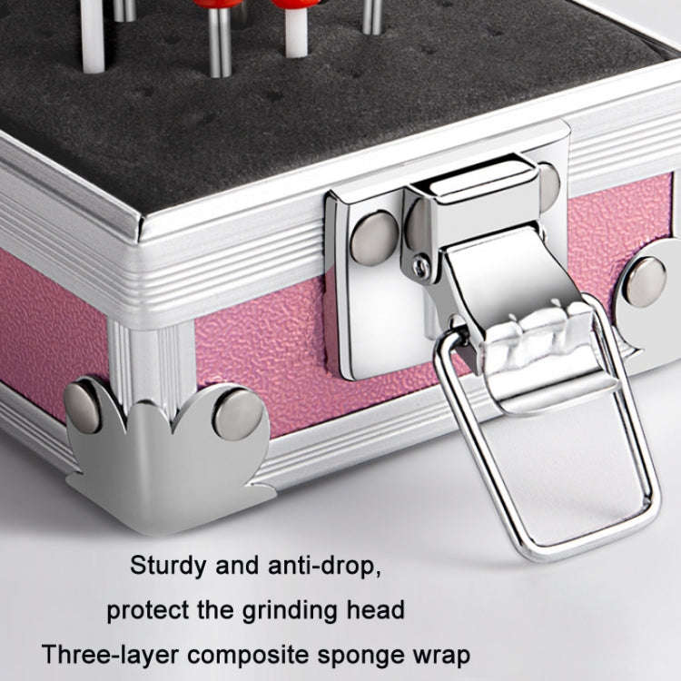 Nail Polishing Head 25 Holes Display Stand Dustproof Storage Box(Pink)