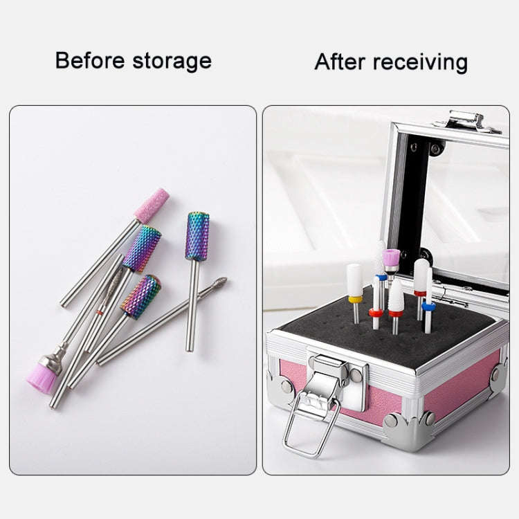 Nail Polishing Head 25 Holes Display Stand Dustproof Storage Box(Pink)