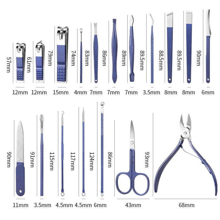 Stainless Steel Nail Clipper Nail Art Tool Set, Color: 9 PCS/Set (Blue)