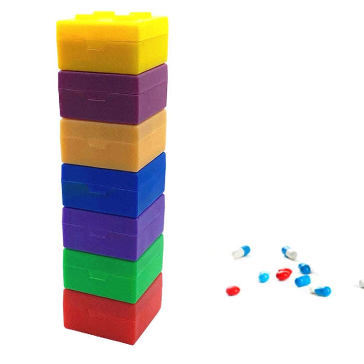 SD-J-406 28 Grids Portable Colorful Compartment Detachable Plastic Building Block Pill Box(As Show)
