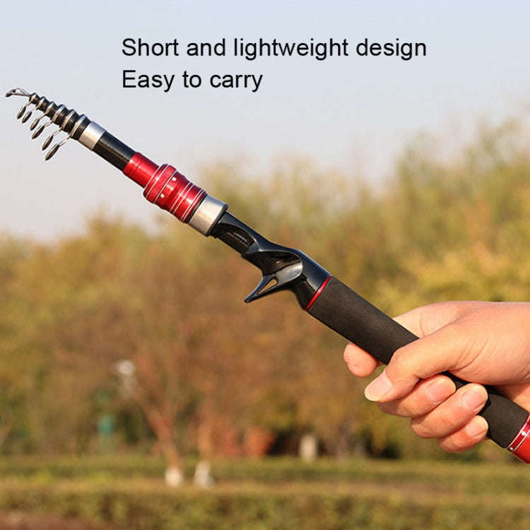 Telescopic Lure Rod Mini Fishing Rod Portable Fishing Tackle, Length: 2.1m(Red Curved Handle)