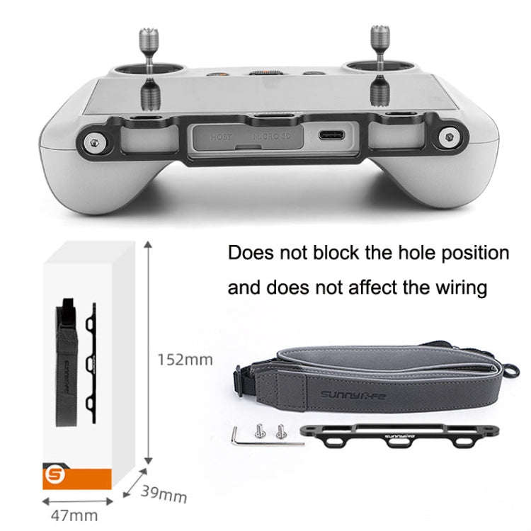 Sunnylife MM3-GS389 For Mini 3 Pro DJI RC with Screen Remote Control Leather Lanyard(Black Gray)