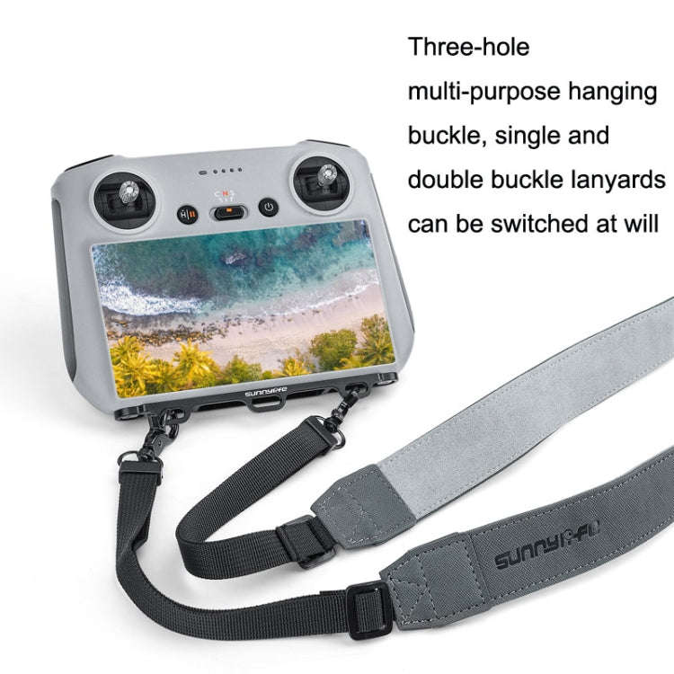 Sunnylife MM3-GS389 For Mini 3 Pro DJI RC with Screen Remote Control Leather Lanyard(Black Gray)