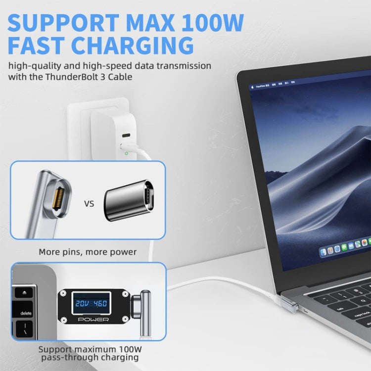 TZ30 PD100W 24Pin Fast Charge Type-C / USB-C Magnetic Elbow Adapter For MacBook Notebook Connecto...