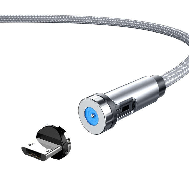 CC56 Micro USB Magnetic Interface Dust Plug Rotating Data Charging Cable, Cbale Length: 1m(Silver)