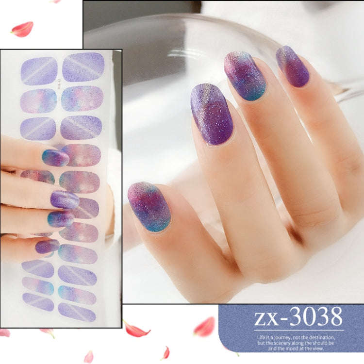 22 Fingers Shiny Onion Powder Starry Waterproof Nail Sticker(ZX-3038)