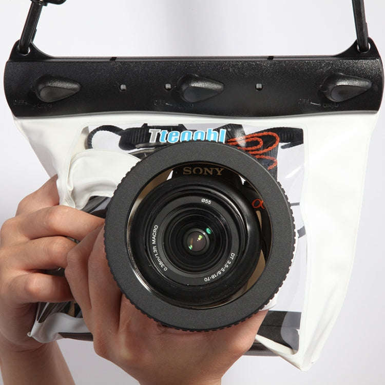 Tteoobl  20m Underwater Diving Camera Housing Case Pouch  Camera Waterproof Dry Bag, Size: L(White)