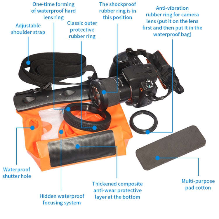 Tteoobl  20m Underwater Diving Camera Housing Case Pouch  Camera Waterproof Dry Bag, Size: L(Blue)