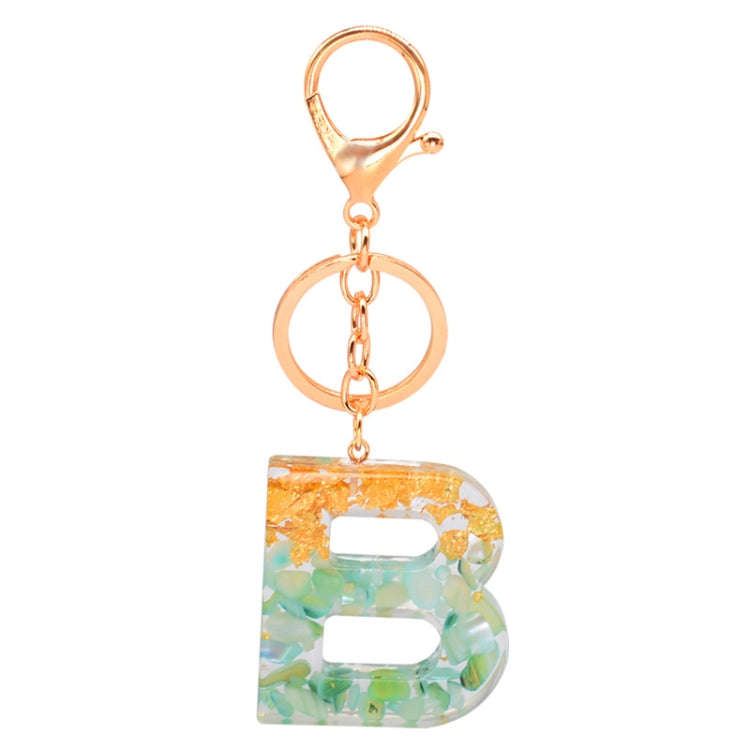 2 PCS Gold Foil Epoxy English Letter Keychain Bag Pendant(B)