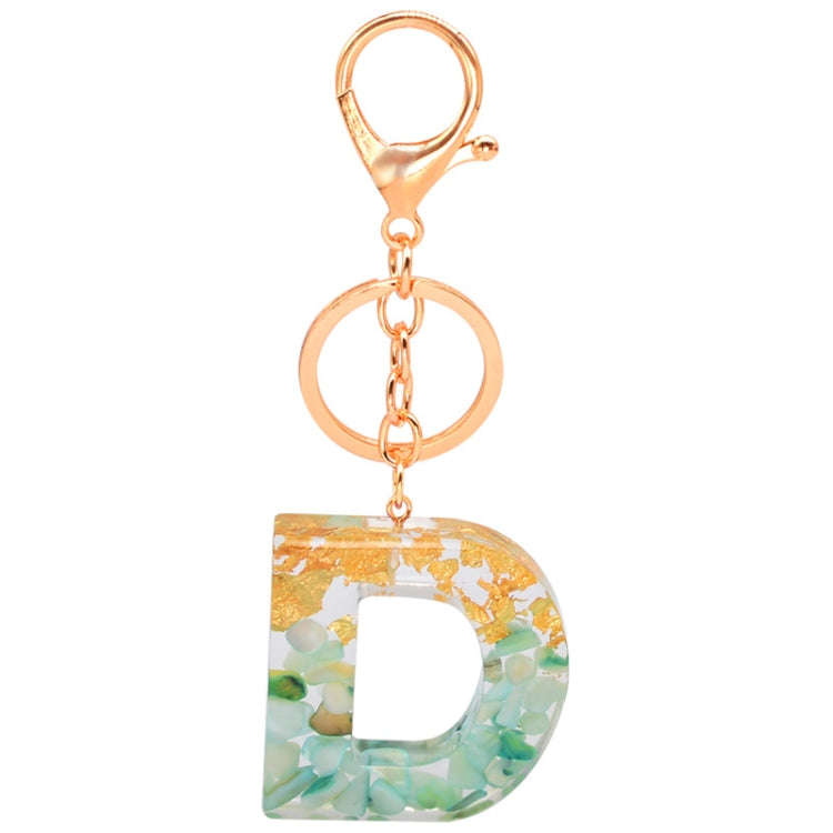 2 PCS Gold Foil Epoxy English Letter Keychain Bag Pendant(D)