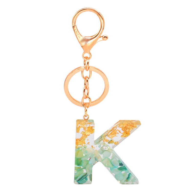 2 PCS Gold Foil Epoxy English Letter Keychain Bag Pendant(K)