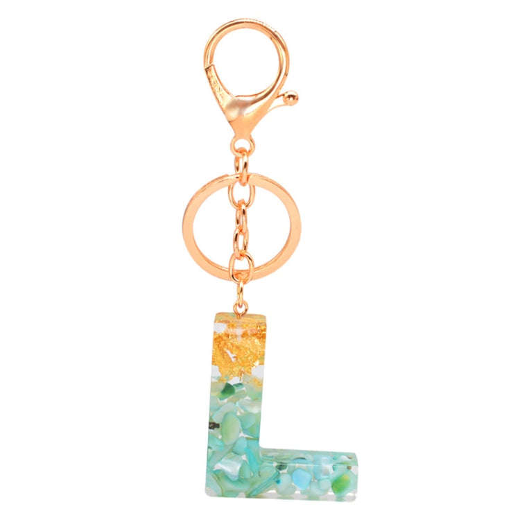 2 PCS Gold Foil Epoxy English Letter Keychain Bag Pendant(L)