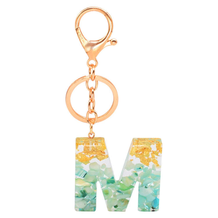 2 PCS Gold Foil Epoxy English Letter Keychain Bag Pendant(M)