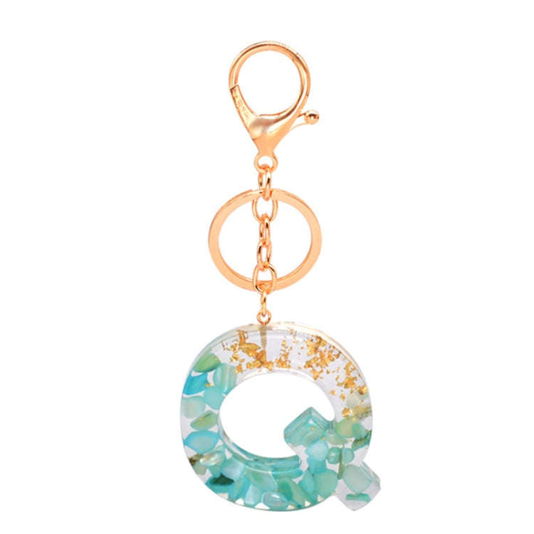 2 PCS Gold Foil Epoxy English Letter Keychain Bag Pendant(Q)