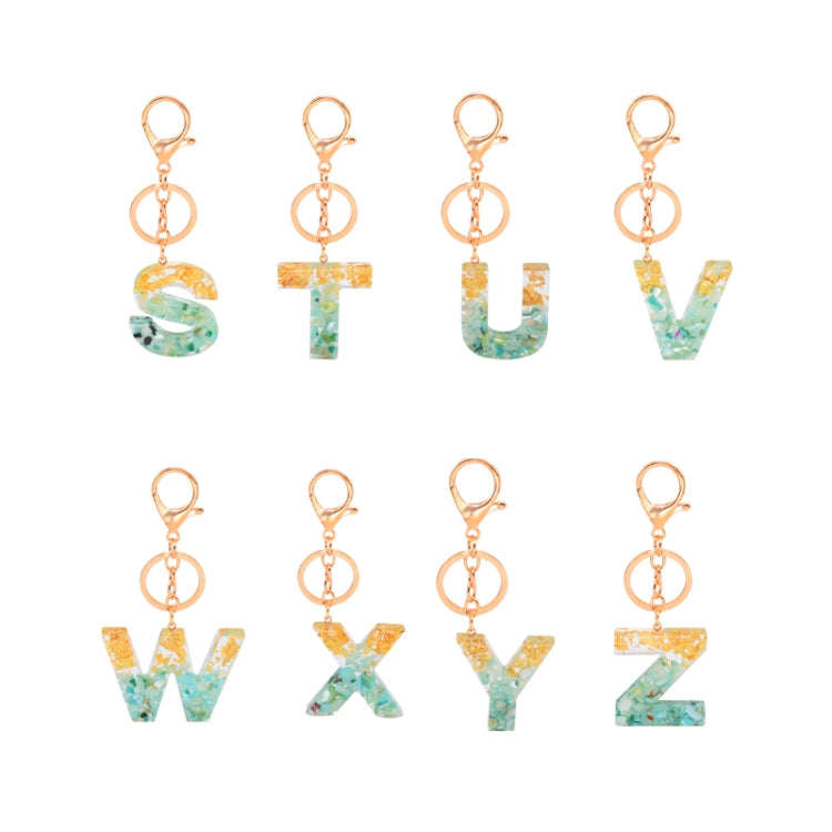 2 PCS Gold Foil Epoxy English Letter Keychain Bag Pendant(X)