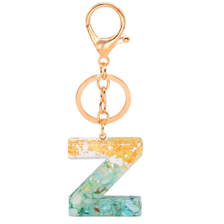 2 PCS Gold Foil Epoxy English Letter Keychain Bag Pendant(Z)