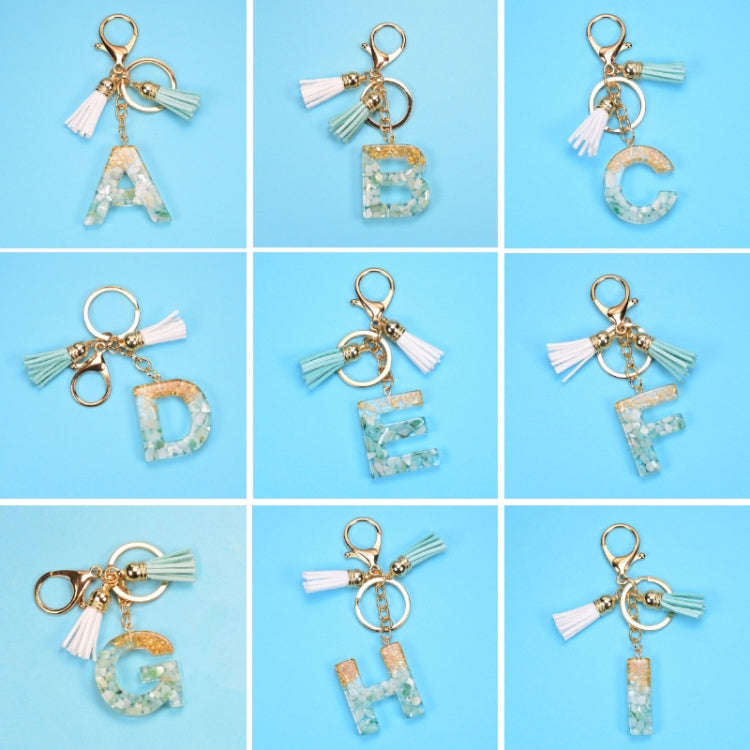2 PCS Gold Foil English Letter Tassel Keychain Bag Decoration Pendant(A)