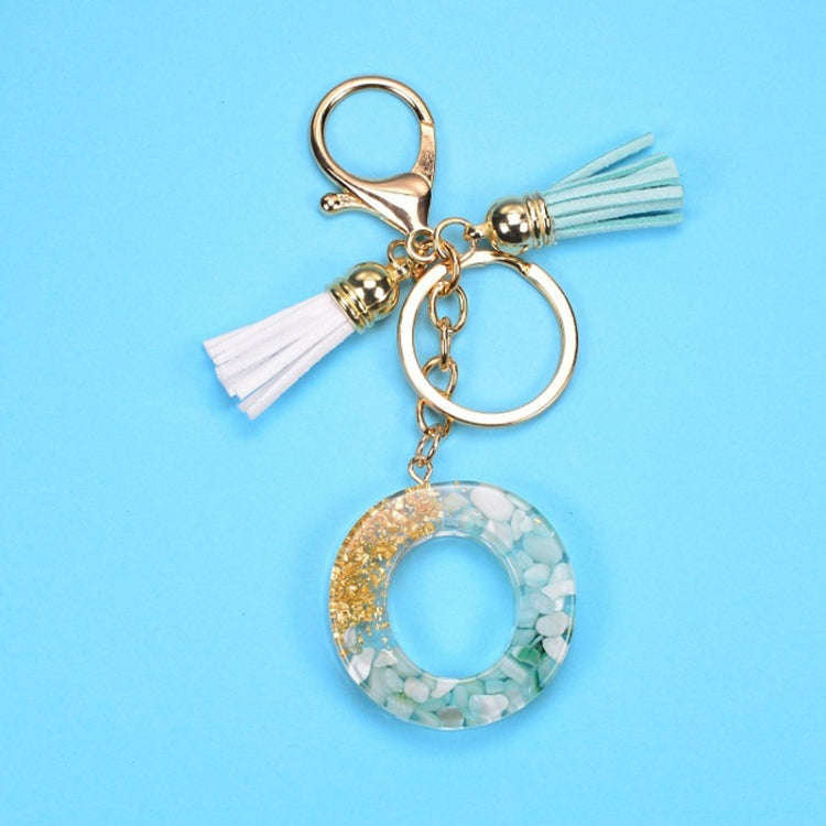 2 PCS Gold Foil English Letter Tassel Keychain Bag Decoration Pendant(O)