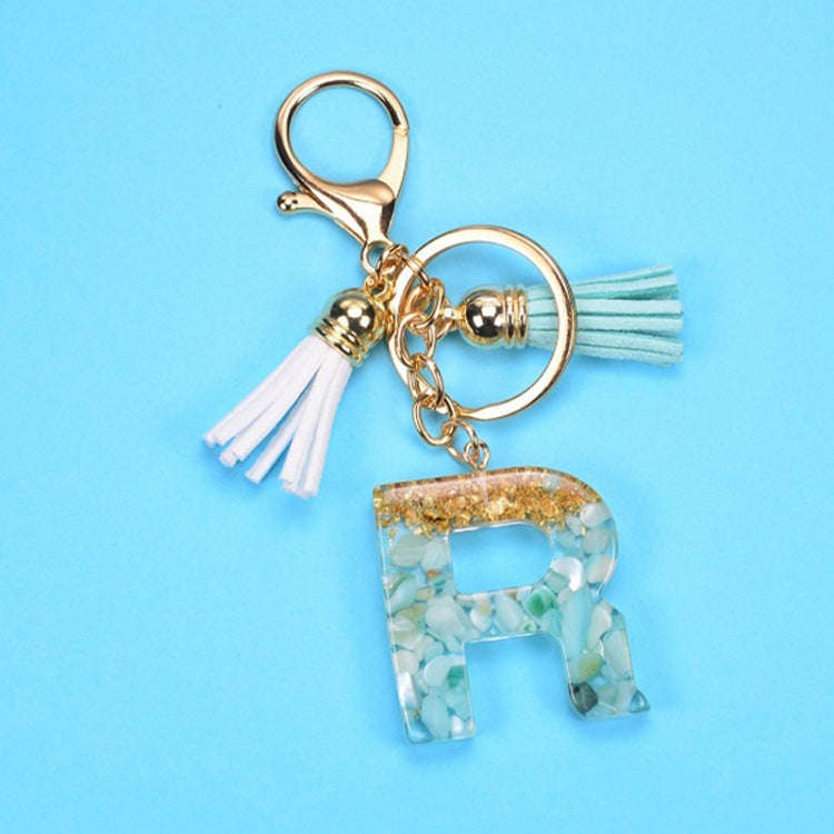 2 PCS Gold Foil English Letter Tassel Keychain Bag Decoration Pendant(R)