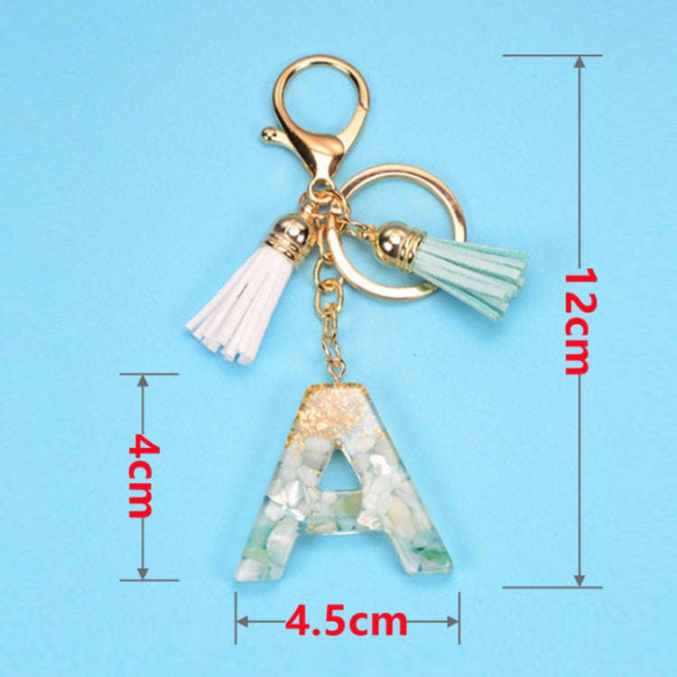 2 PCS Gold Foil English Letter Tassel Keychain Bag Decoration Pendant(W)
