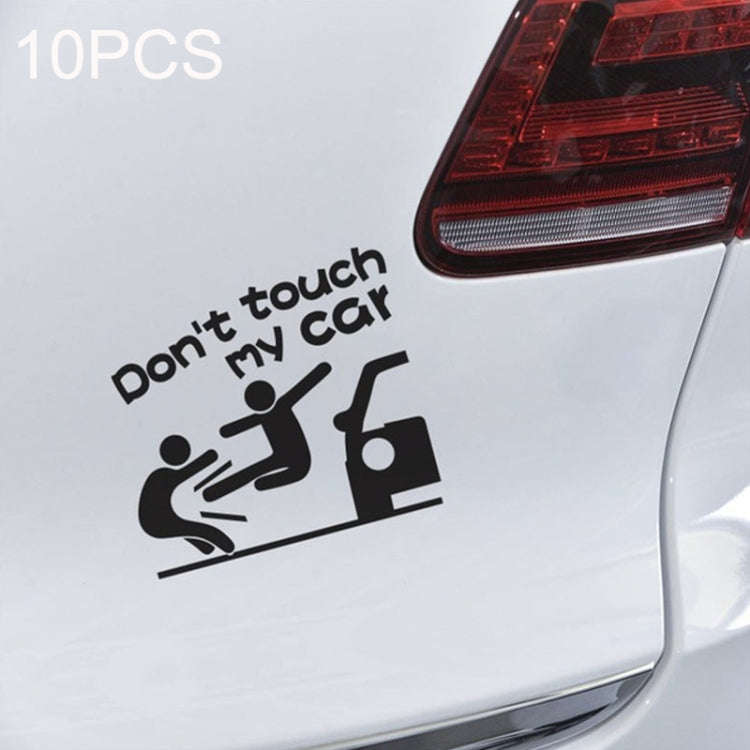 10PCS Reflective Funny Text Do Not Touch My Car Car Sticker(Black)
