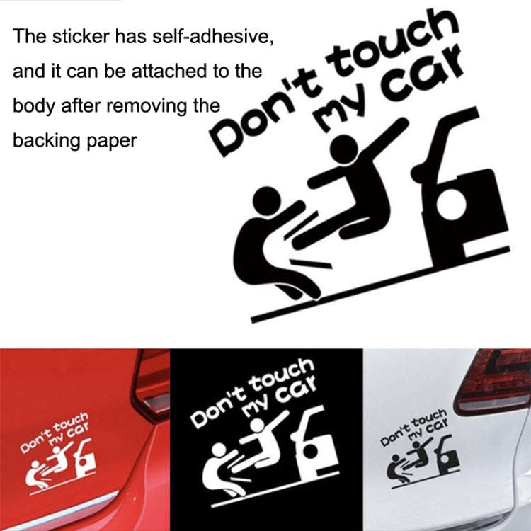 10PCS Reflective Funny Text Do Not Touch My Car Car Sticker(White)