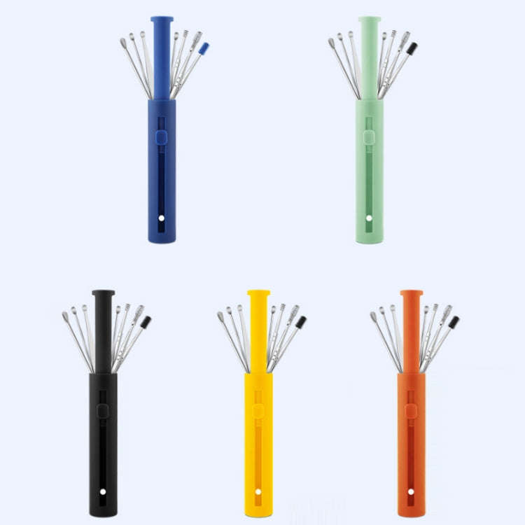 2 Packs Push-Pull Cylinder Storage Ear Scoop Set, Specification: 7 PCS/Set Blue