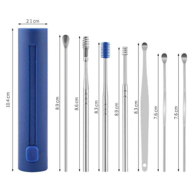 2 Packs Push-Pull Cylinder Storage Ear Scoop Set, Specification: 7 PCS/Set Blue