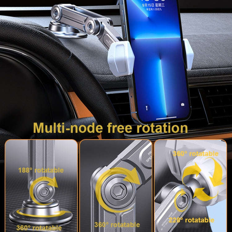Aluminum Alloy Rotatable Lift Mobile Phone Holder Car Holder,Style: Magnetic Silver
