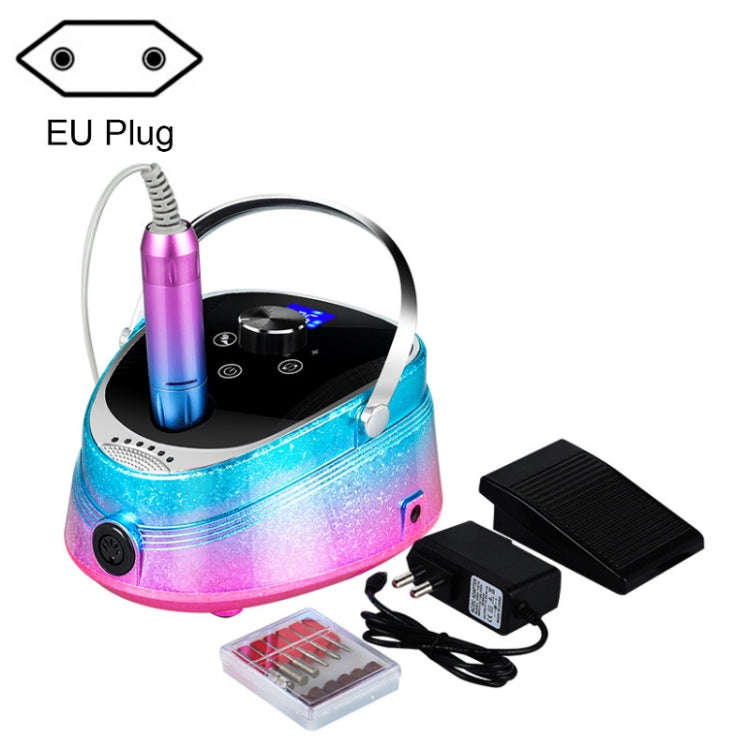 Ice Flower Gradient Rechargeable Low Noise Nail Polishing Machine, Specification: EU Plug (Pink B...