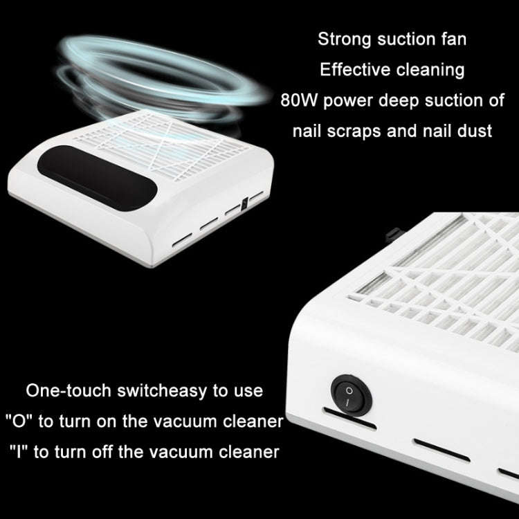 80W Manicure Vacuum Cleaner With Pull-Out Filter, Specification: US Plug (Pink)