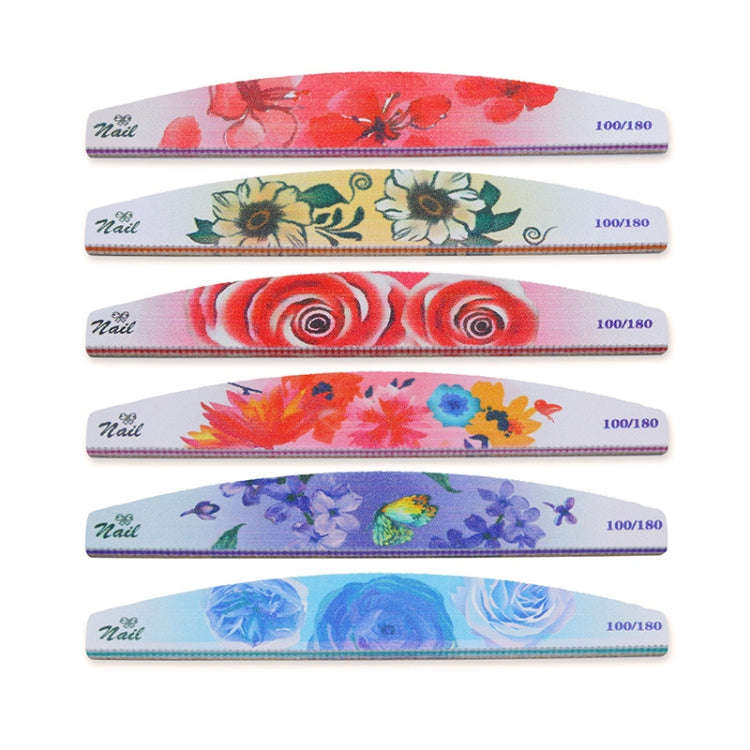GJ0507 6 In 1 Nail Art Tools Polish Nails Scrub Strips(Flower)