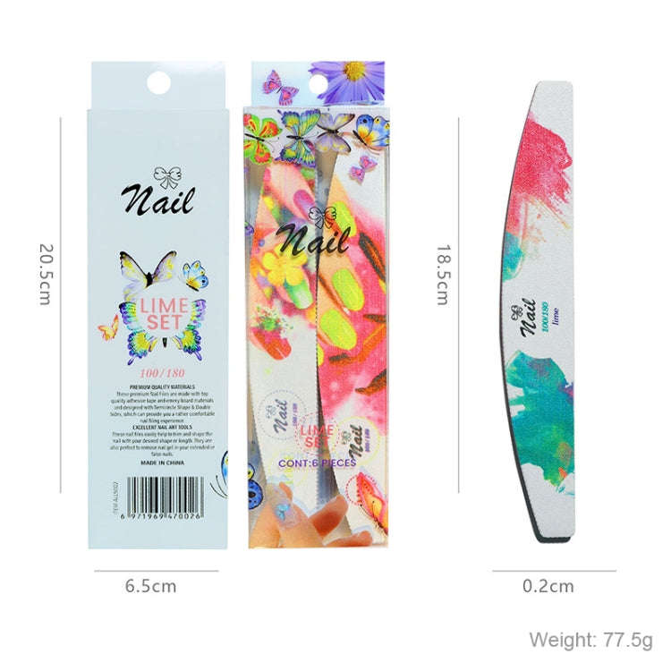GJ0507 6 In 1 Nail Art Tools Polish Nails Scrub Strips(Flower)