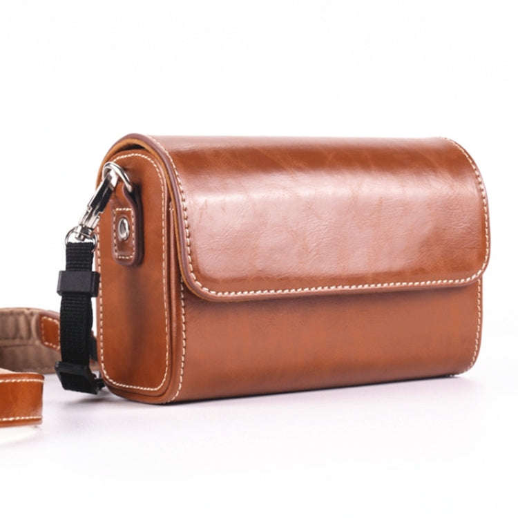 For Canon G7X3 / G5X2 / Sony ZV1RX1007 / RICOH GR3 Camera Leather Case(Light Brown)