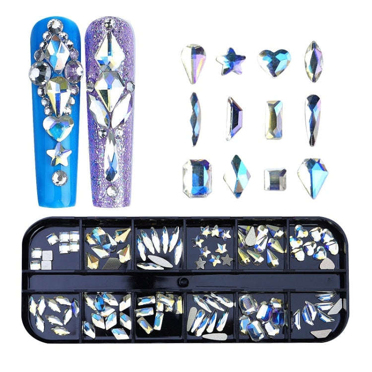 12 Grid Flat Bottom Shaped Nail Rhinestones Nail Decoration, Specification: 21