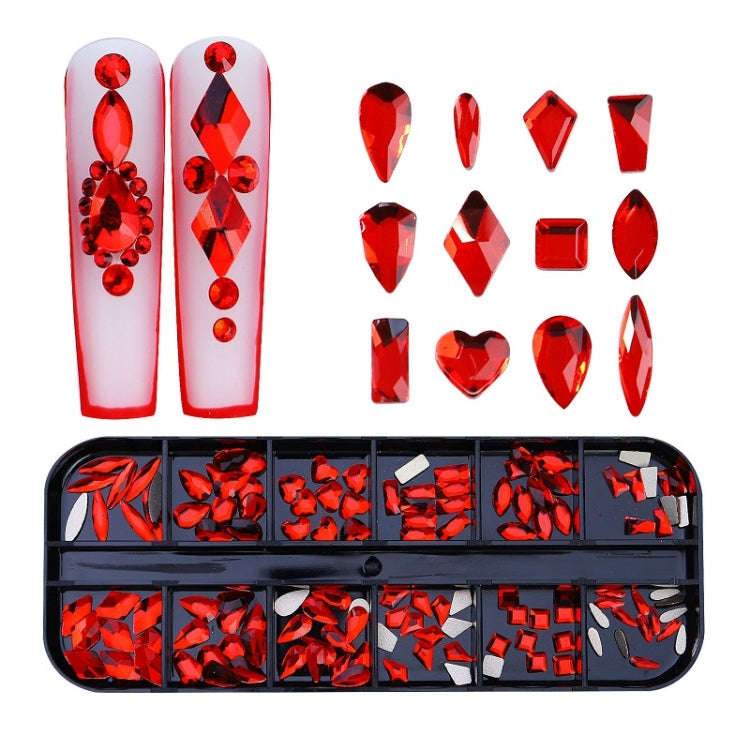 12 Grid Flat Bottom Shaped Nail Rhinestones Nail Decoration, Specification: 24